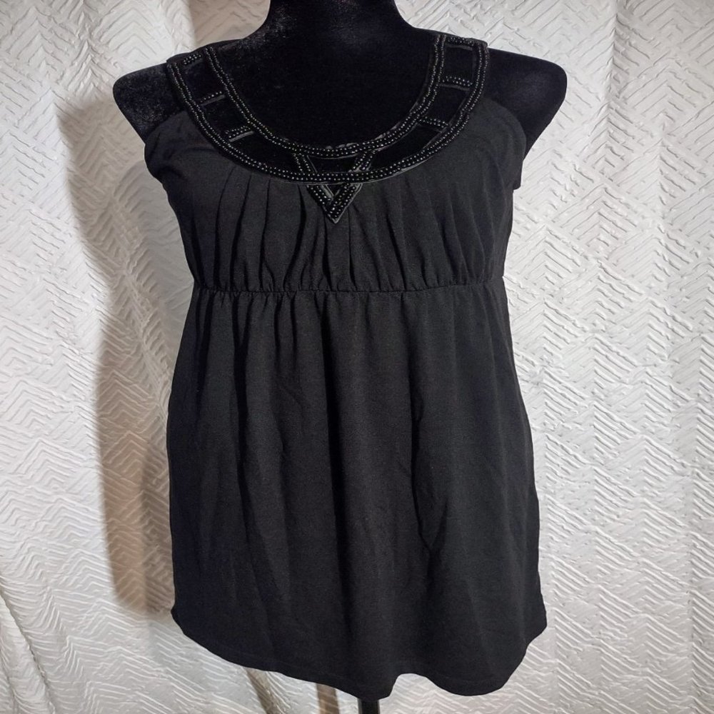 Black Summer Dress with Beaded Neckline and Cut Outs